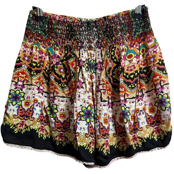 Patrons of Peace Boho Floral Print Elastic Waist Shorts - Size Small - Picture 5 of 5